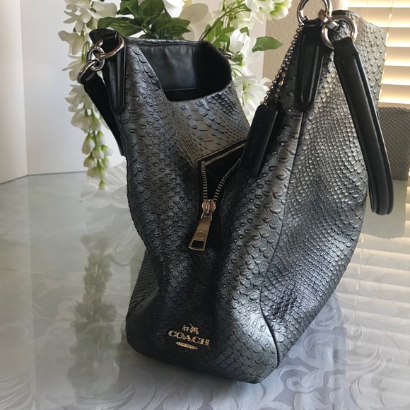Coach Handbags - Metallic Dark Gray Coach Phoebe